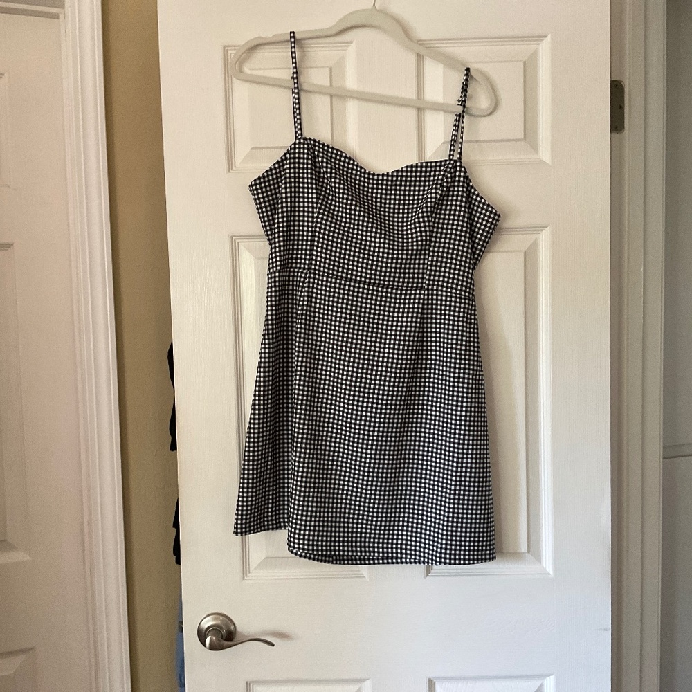 French Connection Gingham Tie-Back Minidress In size 12